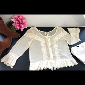 Free People cream top BoHo style